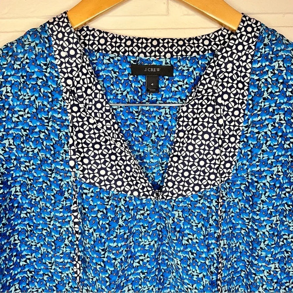 J. Crew Blue Floral Cotton and Silk Multi design Top, Women’s Size 4 - Picture 7 of 7